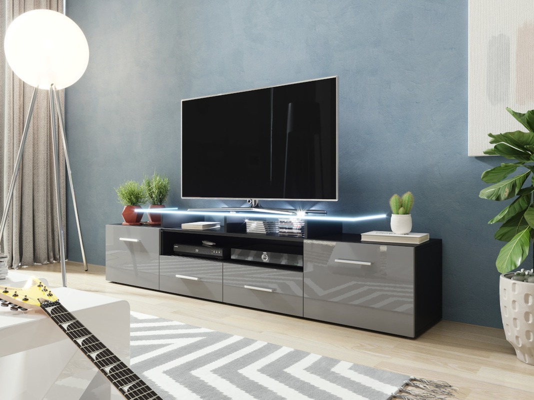Mueble TV Charlotte 117 (Negro + Gris brillante)