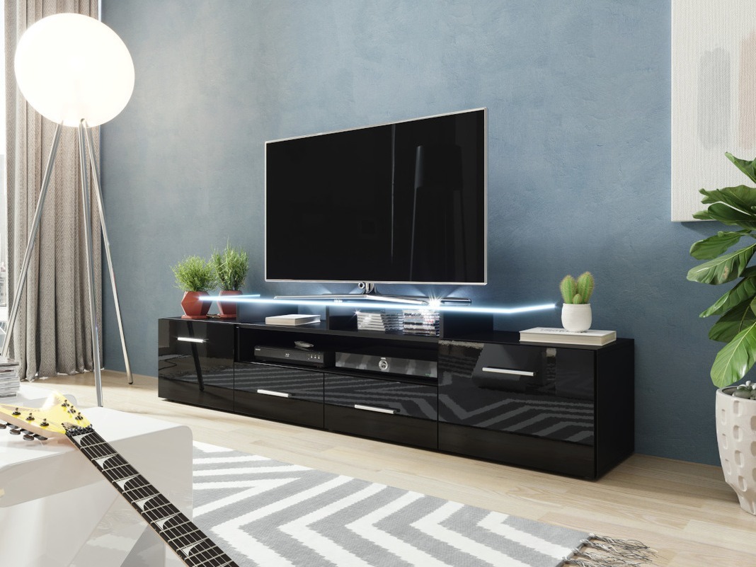 Mueble TV Charlotte 117 (Negro + Negro brillante)