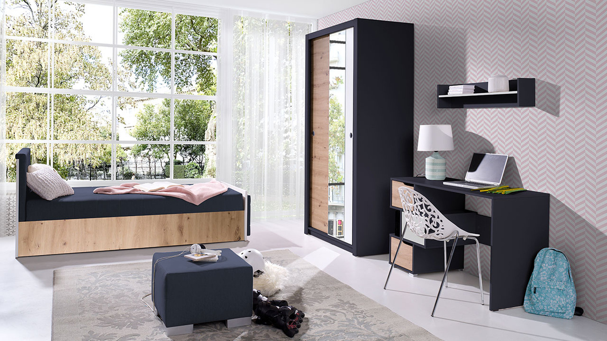 Cama Providence H107 (Blanco + Roble dorado + Avellino 101)