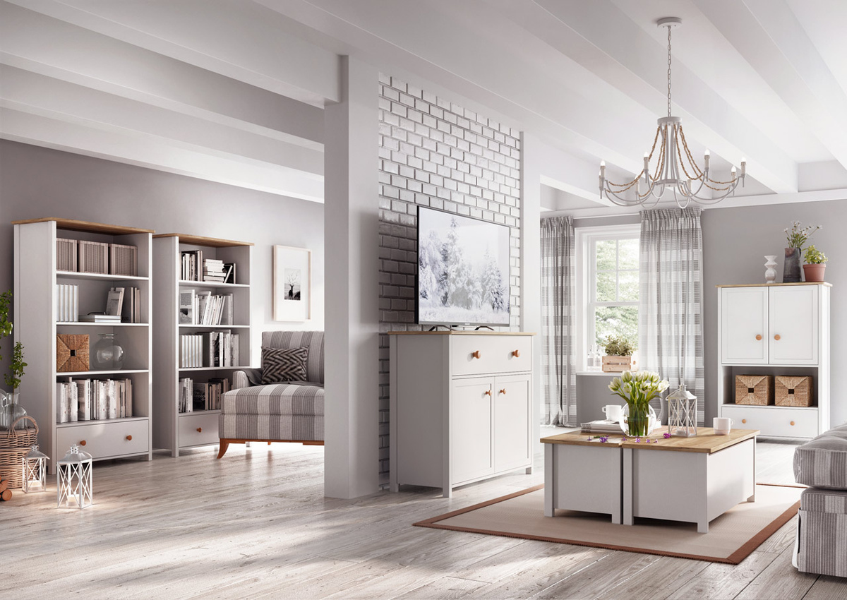 Cómoda Romelbo 144 (Blanco + Roble)