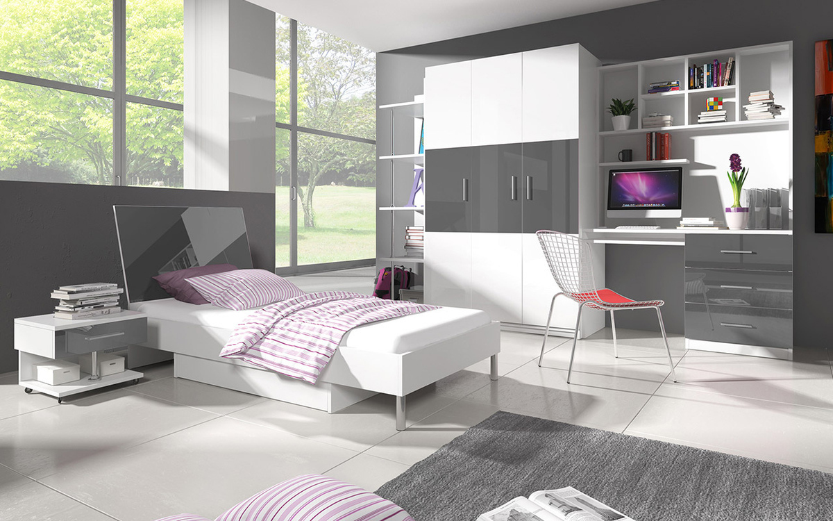 Cama Salmere 102 (Blanco + Gris brillante)