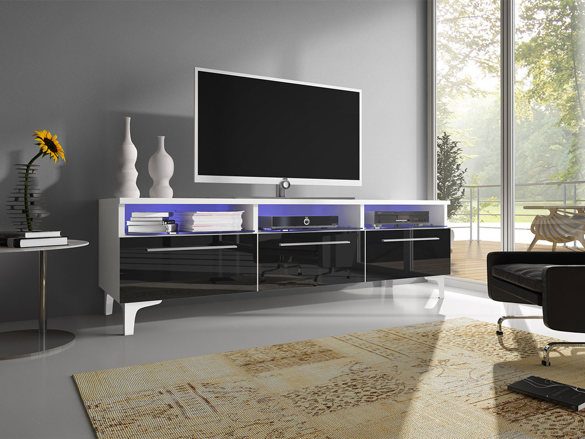 Mueble TV Nashville 117 (Blanco + Negro brillante)