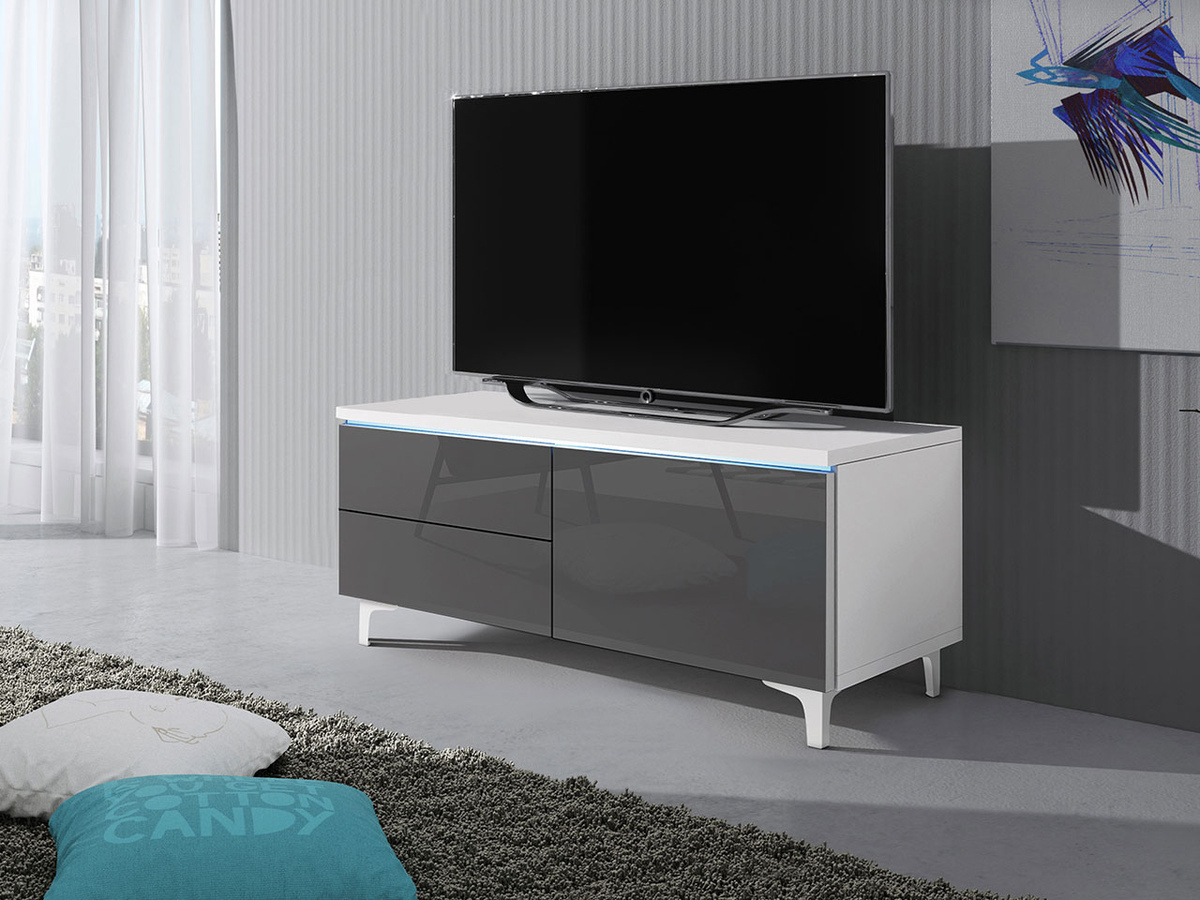 Mueble TV Nashville 119 (Blanco + Gris brillante)
