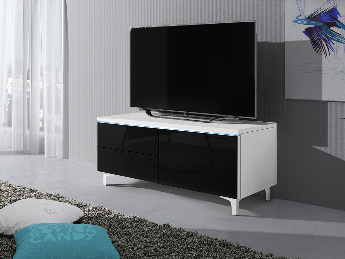 Mueble TV Nashville 119 (Blanco + Negro brillante)