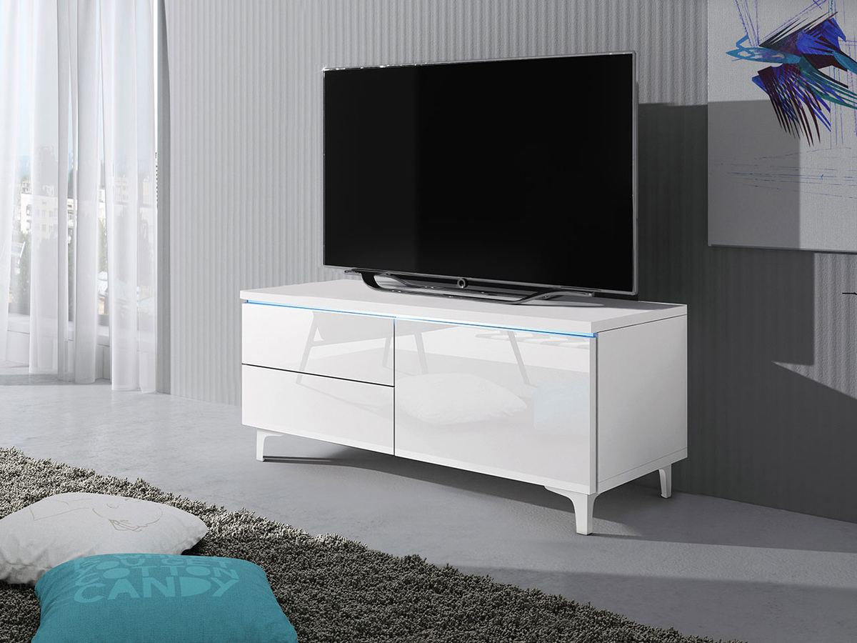 Mueble TV Uva IV (Blanco + Blanco brillante)